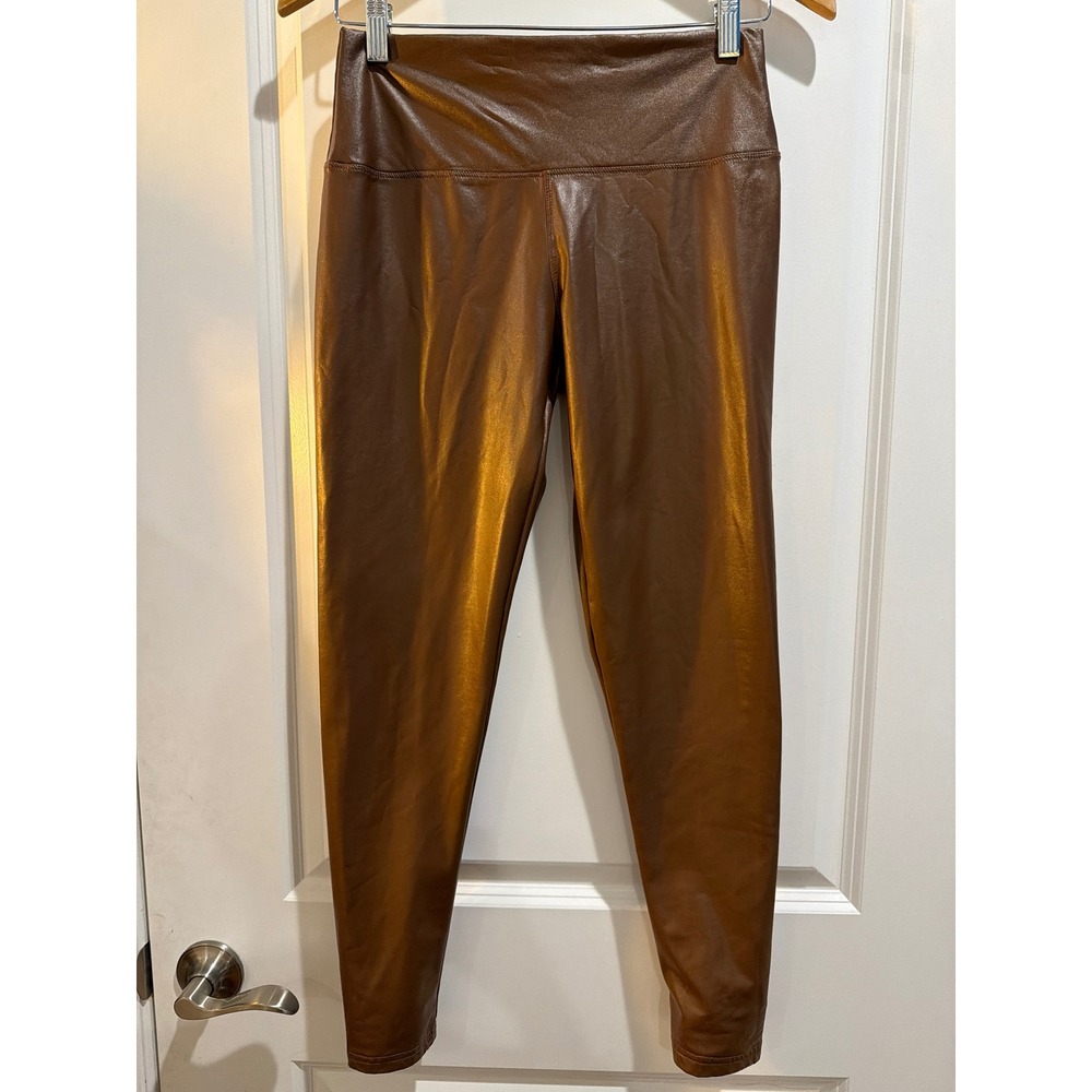 Hot Kiss Brown Faux Leather Leggings High Waisted Pleather Medium